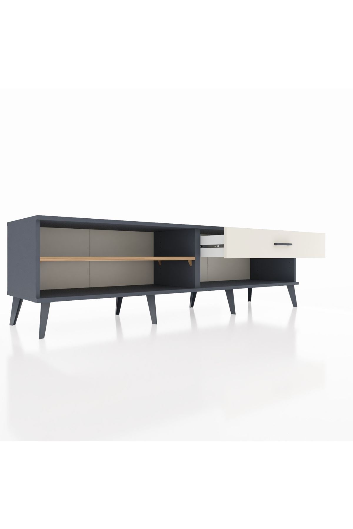 Hyperion TV Ünitesi Tek Raflı Tek Çekmeceli  176x44x51 Antrasit-Çam/Aytaşı