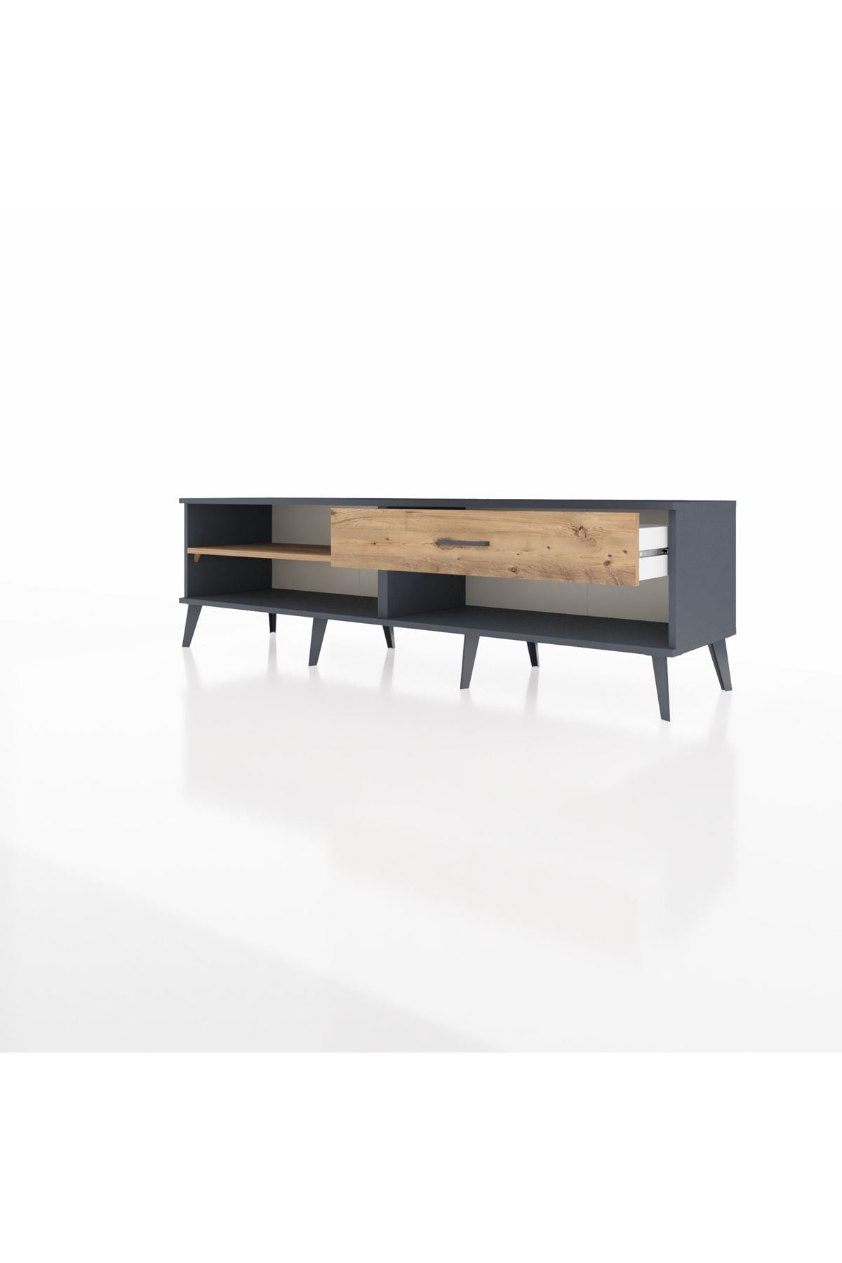 Hyperion TV Ünitesi Tek Raflı Tek Çekmeceli  176x44x51 Antrasit-Çam/Çam