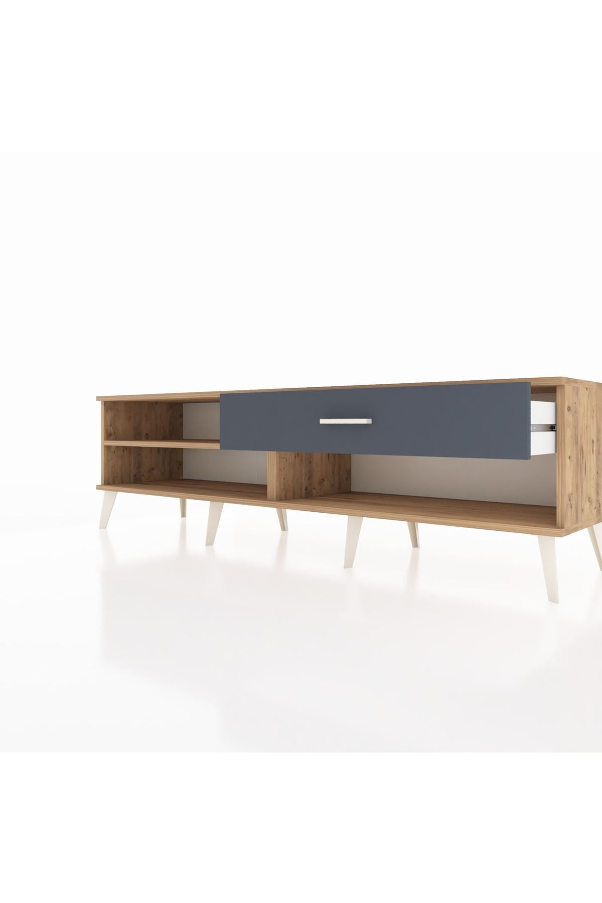 Hyperion TV Ünitesi Tek Raflı Tek Çekmeceli  176x44x51 Çam-Çam/Antrasit