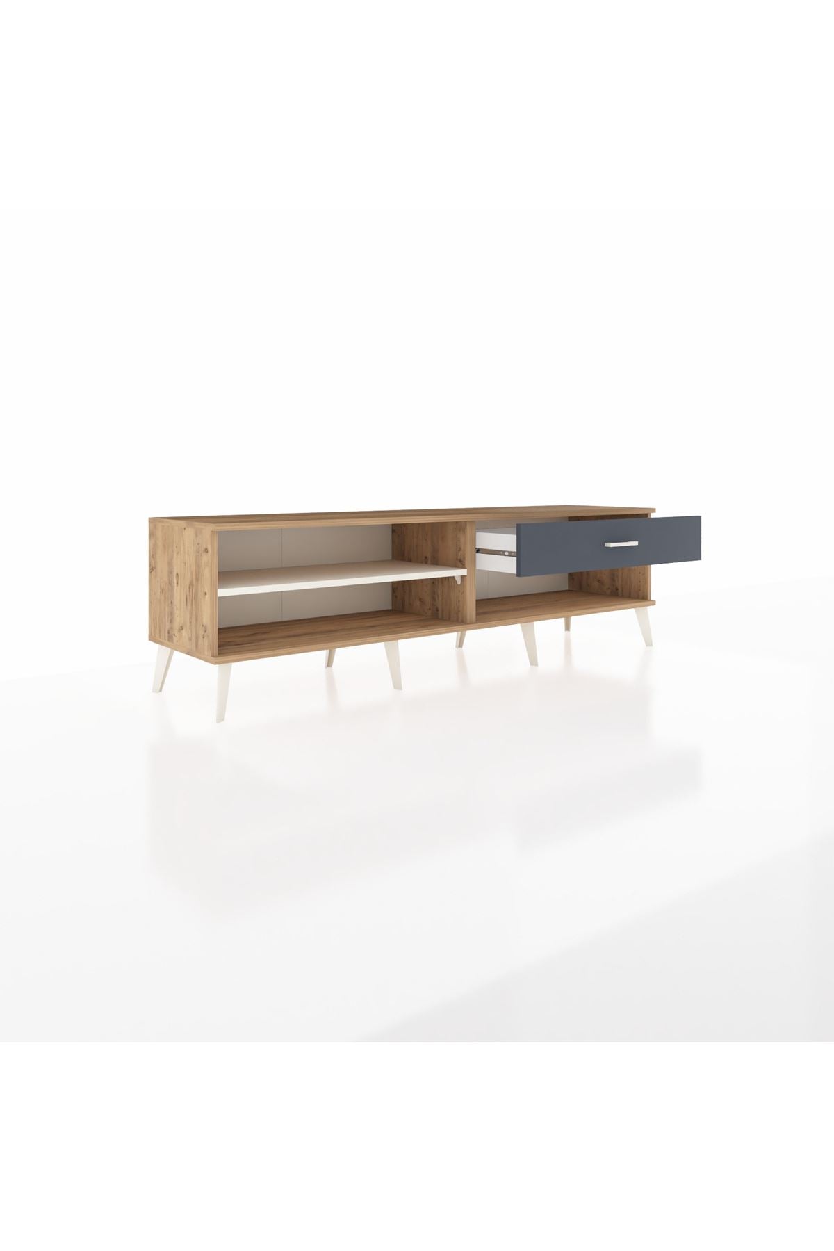 Hyperion TV Ünitesi Tek Raflı Tek Çekmeceli  176x44x51 Çam-Aytaşı/Antrasit