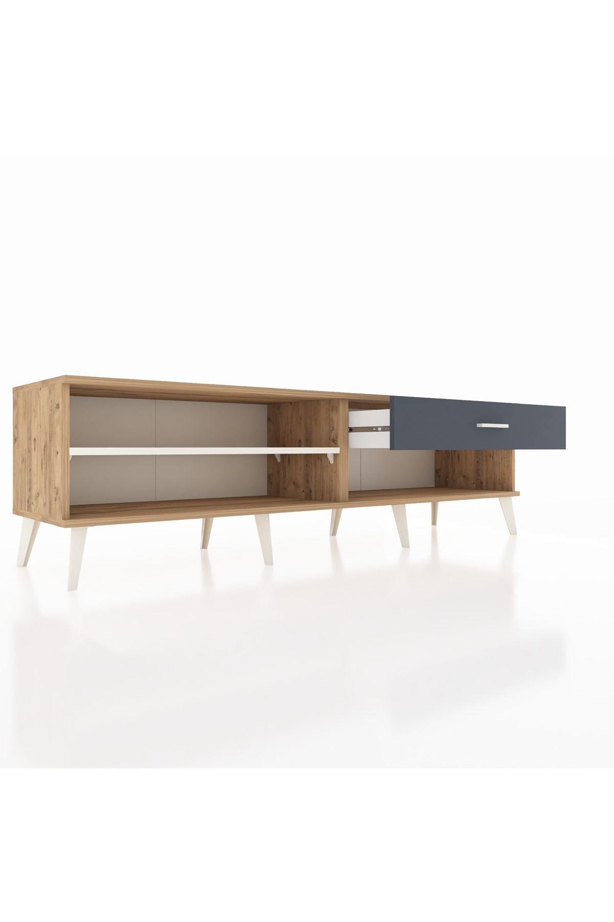 Hyperion TV Ünitesi Tek Raflı Tek Çekmeceli  176x44x51 Çam-Aytaşı/Antrasit