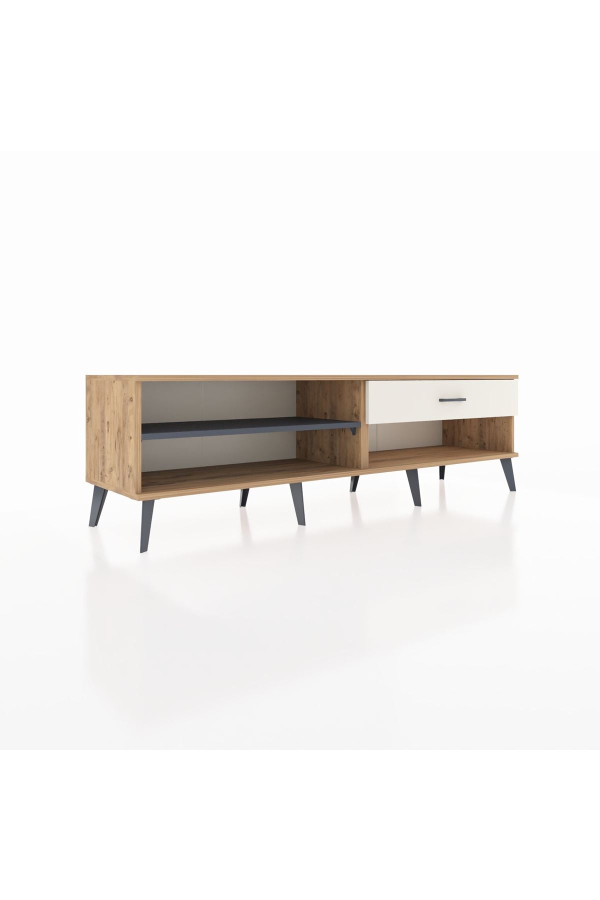 Hyperion TV Ünitesi Tek Raflı Tek Çekmeceli  176x44x51 Çam-Antrasit/Aytaşı