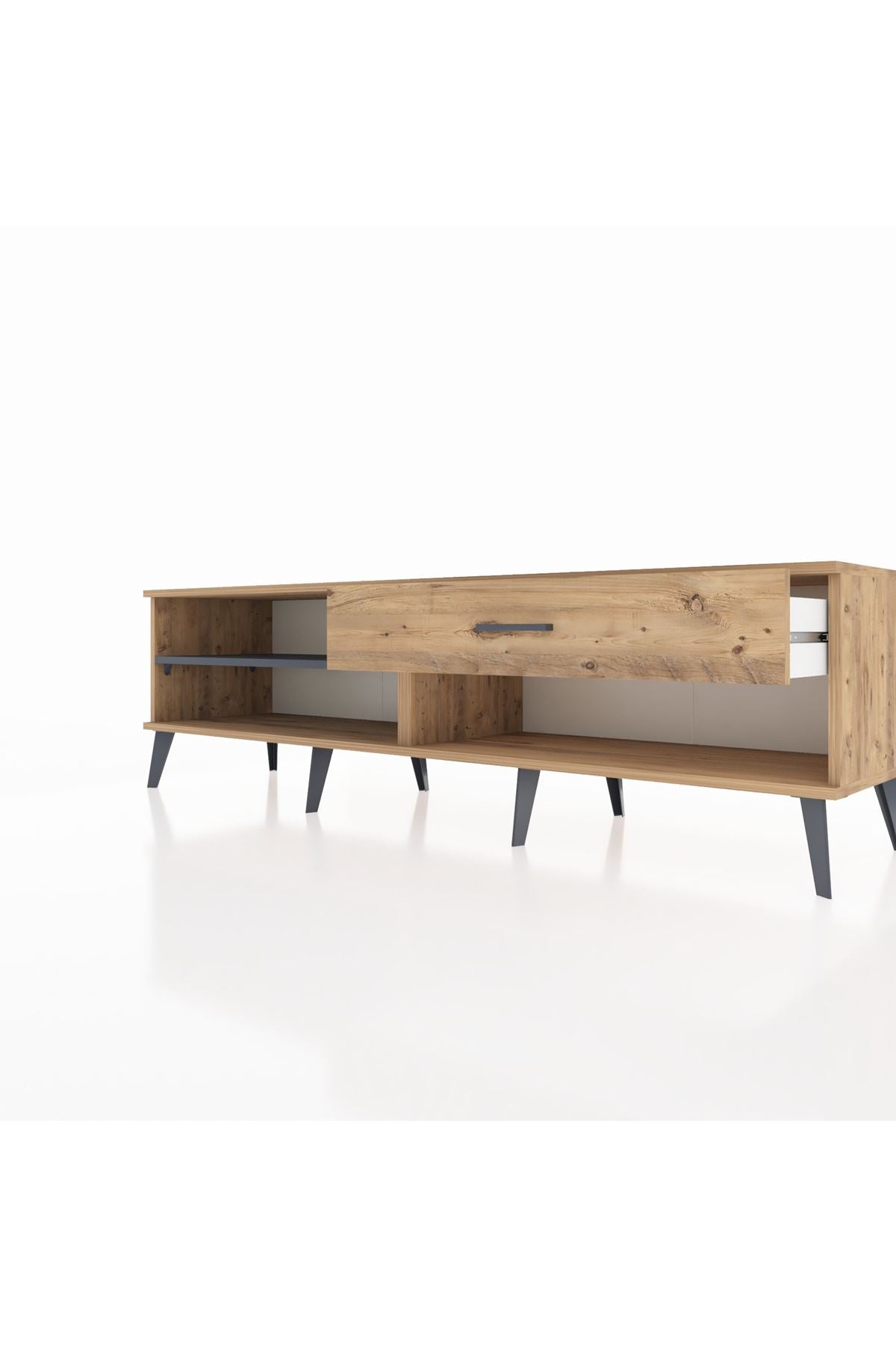 Hyperion TV Ünitesi Tek Raflı Tek Çekmeceli  176x44x51 Çam-Antrasit/Çam