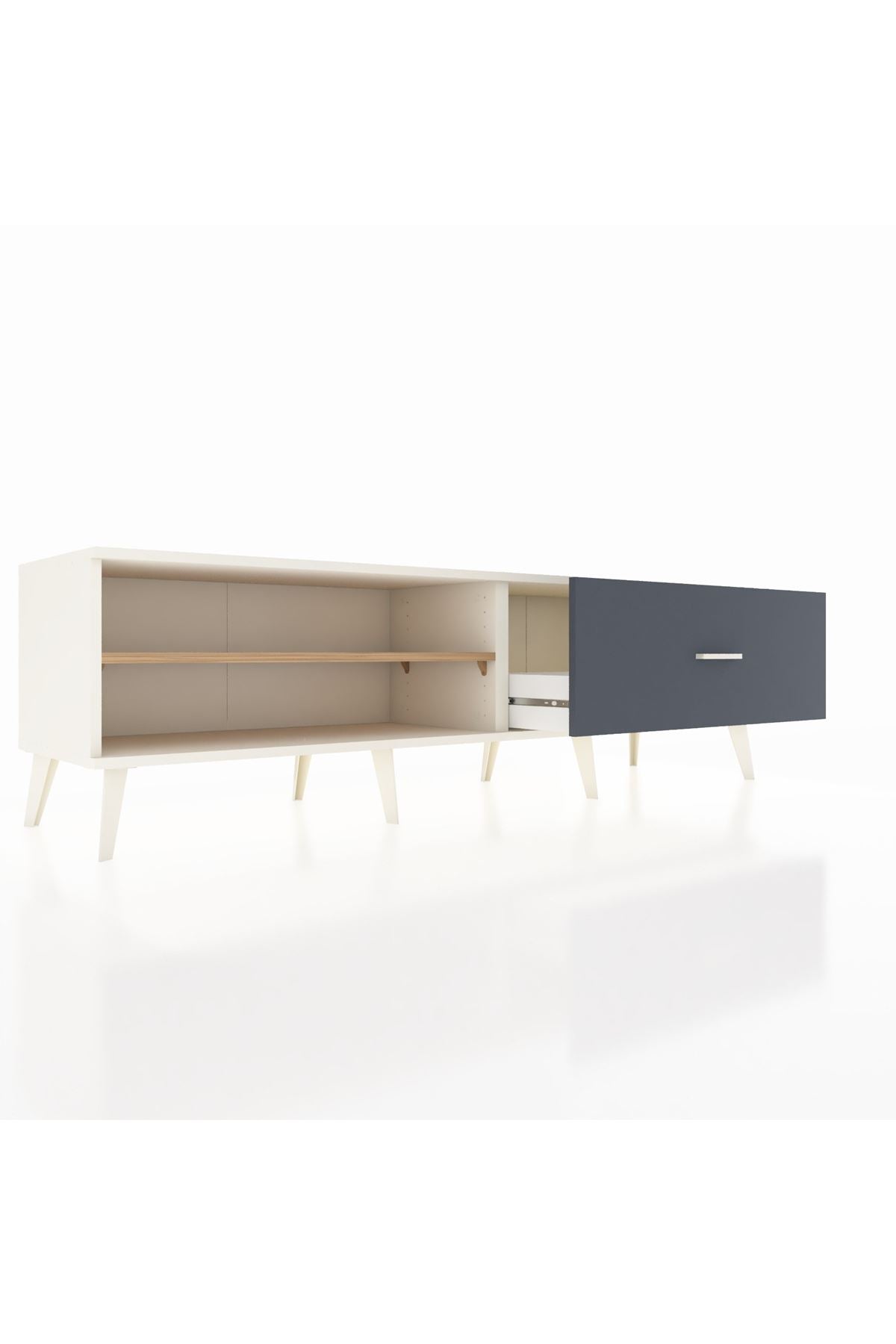 Hyperion TV Ünitesi Tek Raflı Tek Çekmeceli  176x44x51 Aytaşı-Çam/Antrasit