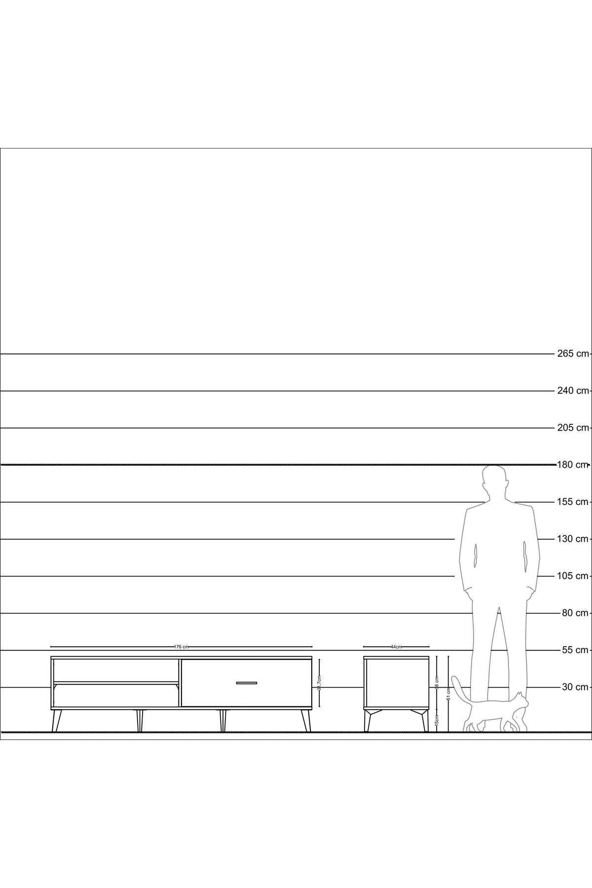 Hyperion TV Ünitesi Tek Raflı Tek Çekmeceli  176x44x51 Aytaşı-Aytaşı/Aytaşı