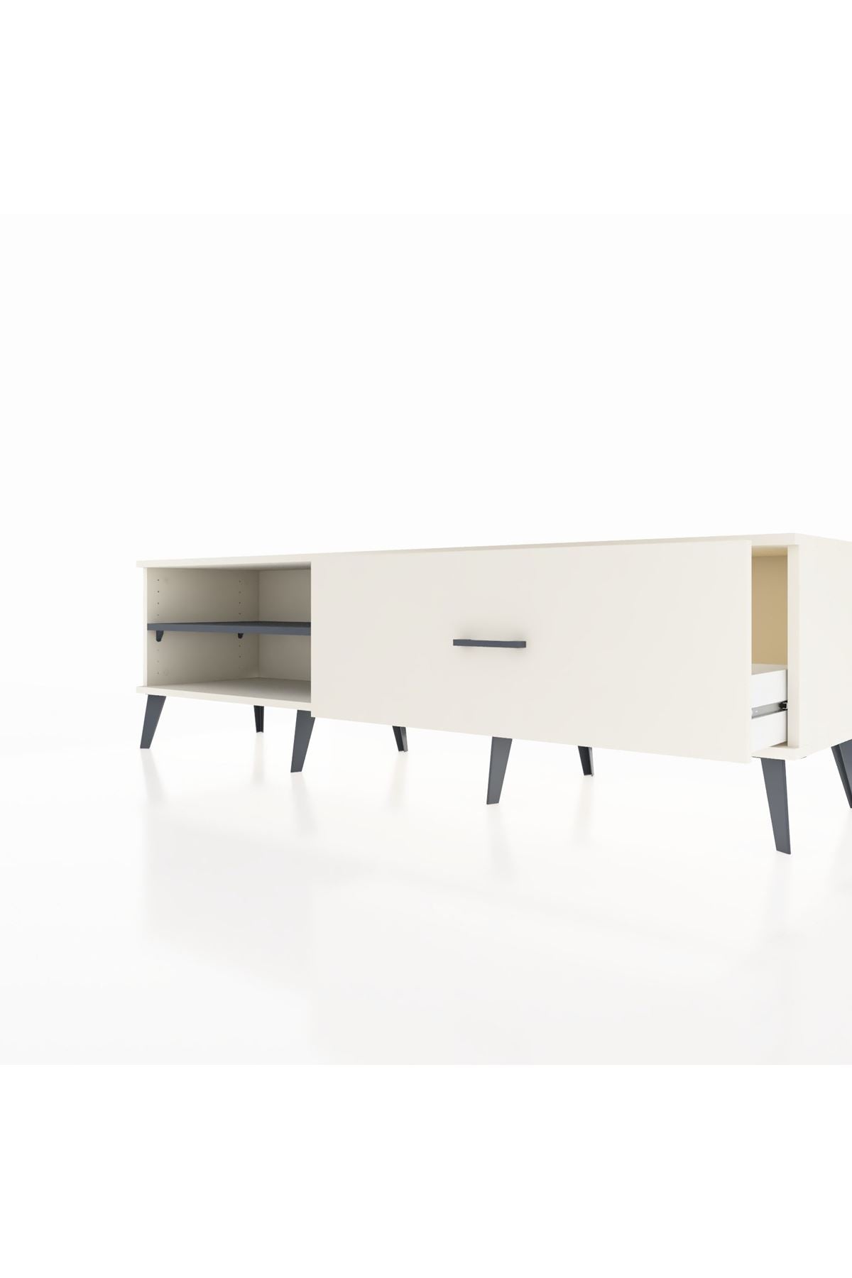 Hyperion TV Ünitesi Tek Raflı Tek Çekmeceli  176x44x51 Aytaşı-Antrasit/Aytaşı