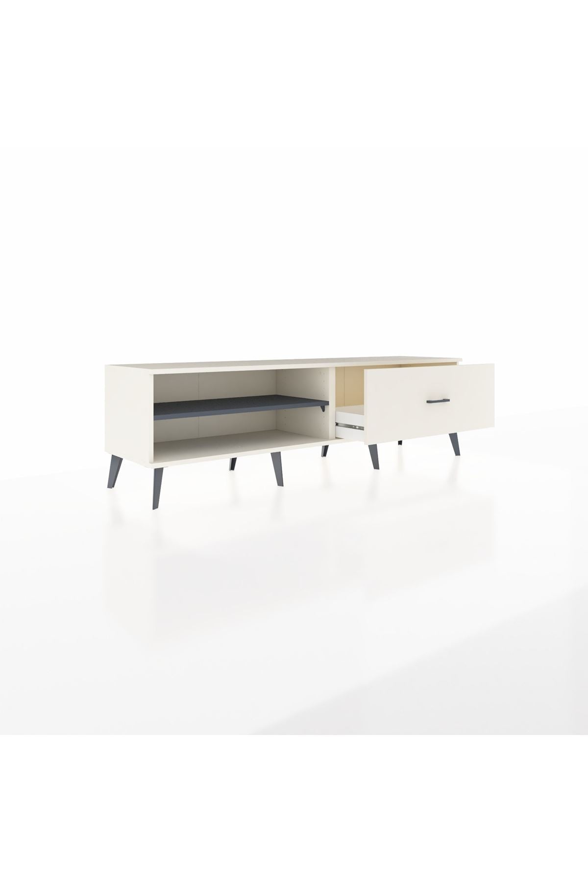 Hyperion TV Ünitesi Tek Raflı Tek Çekmeceli  176x44x51 Aytaşı-Antrasit/Aytaşı