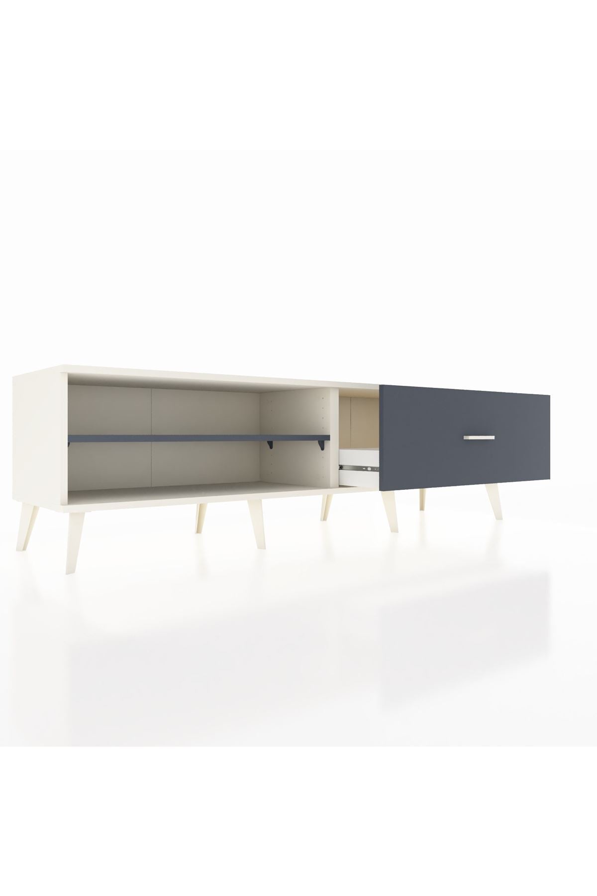 Hyperion TV Ünitesi Tek Raflı Tek Çekmeceli  176x44x51 Aytaşı-Antrasit/Antrasit