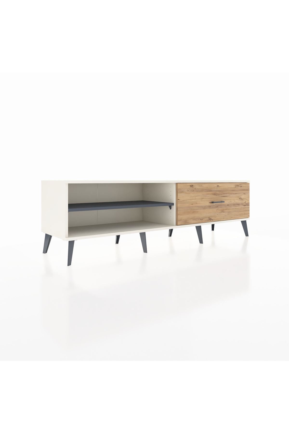 Hyperion TV Ünitesi Tek Raflı Tek Çekmeceli  176x44x51 Aytaşı-Antrasit/Çam