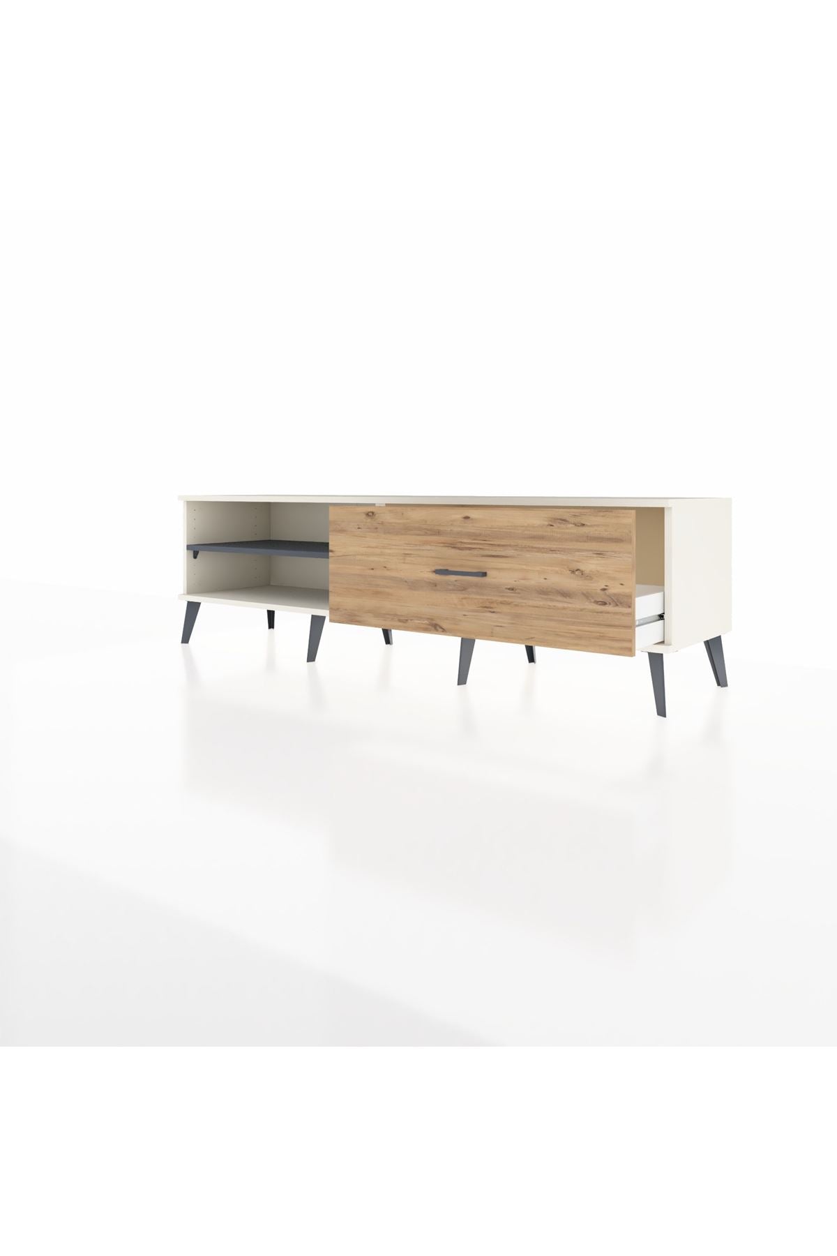 Hyperion TV Ünitesi Tek Raflı Tek Çekmeceli  176x44x51 Aytaşı-Antrasit/Çam