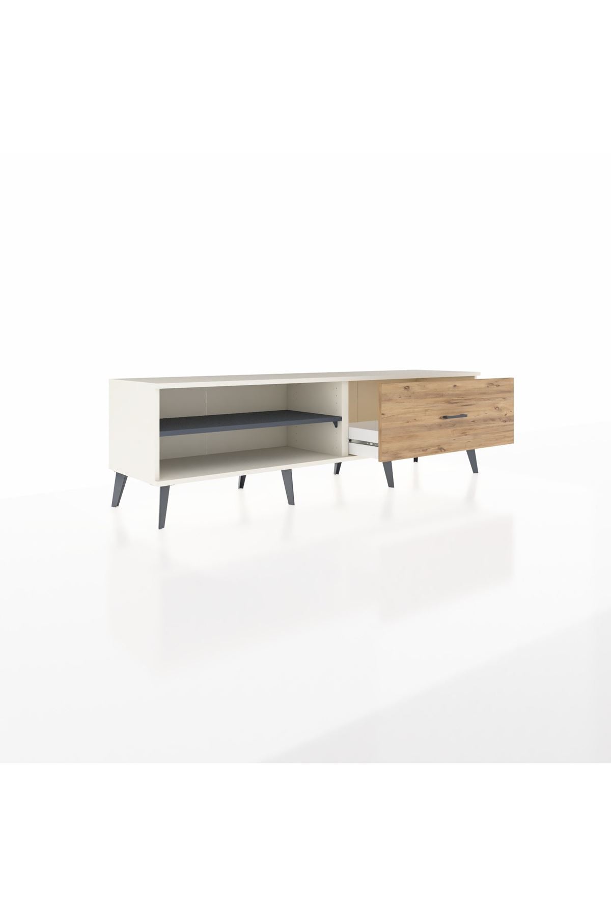 Hyperion TV Ünitesi Tek Raflı Tek Çekmeceli  176x44x51 Aytaşı-Antrasit/Çam