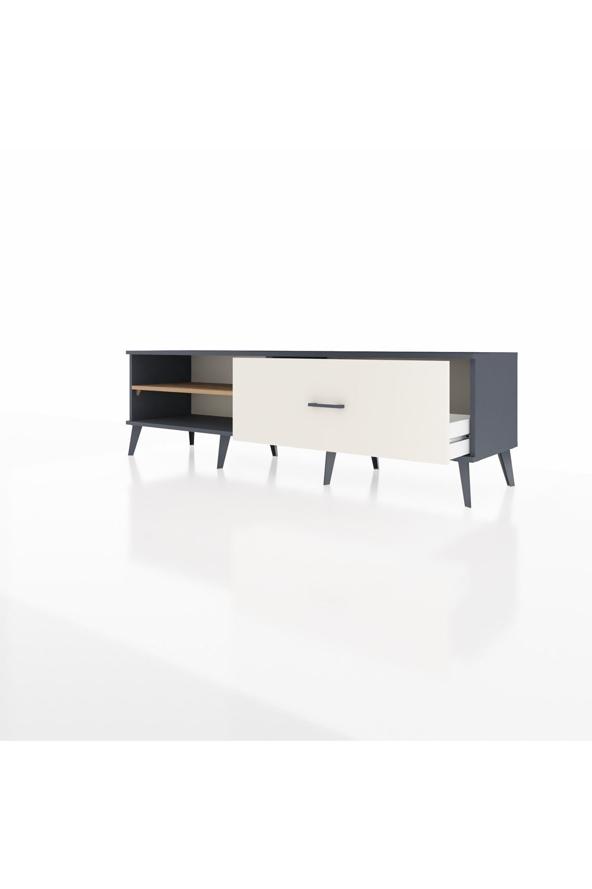 Hyperion TV Ünitesi Tek Raflı Tek Çekmeceli  176x44x51 Antrasit-Çam/Aytaşı