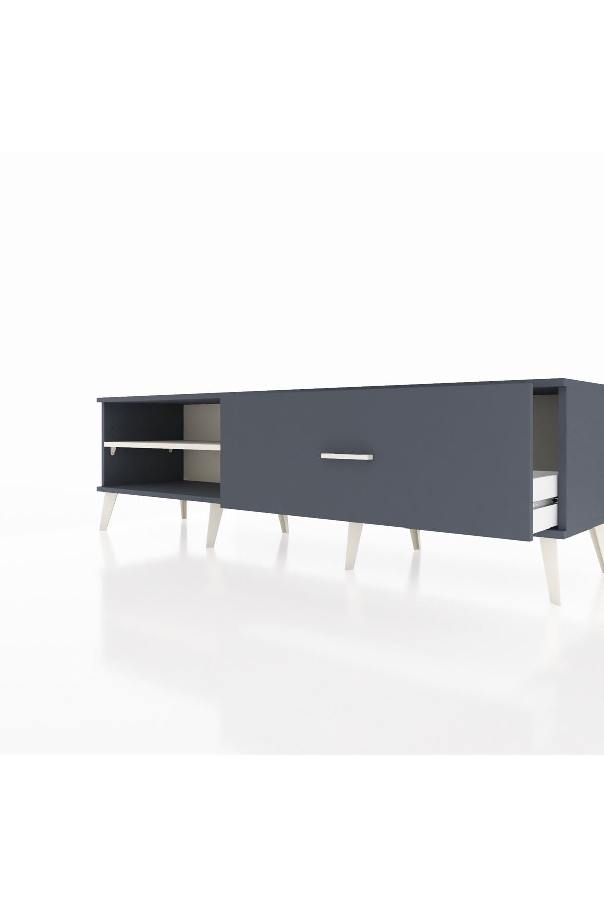 Hyperion TV Ünitesi Tek Raflı Tek Çekmeceli  176x44x51 Antrasit-Aytaşı/Antrasit