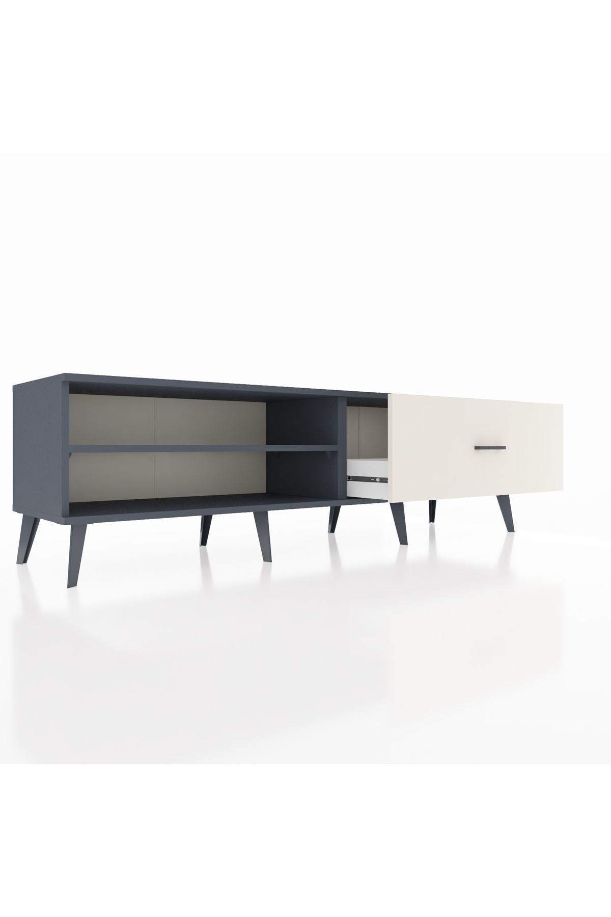 Hyperion TV Ünitesi Tek Raflı Tek Çekmeceli  176x44x51 Antrasit-Antrasit/Aytaşı