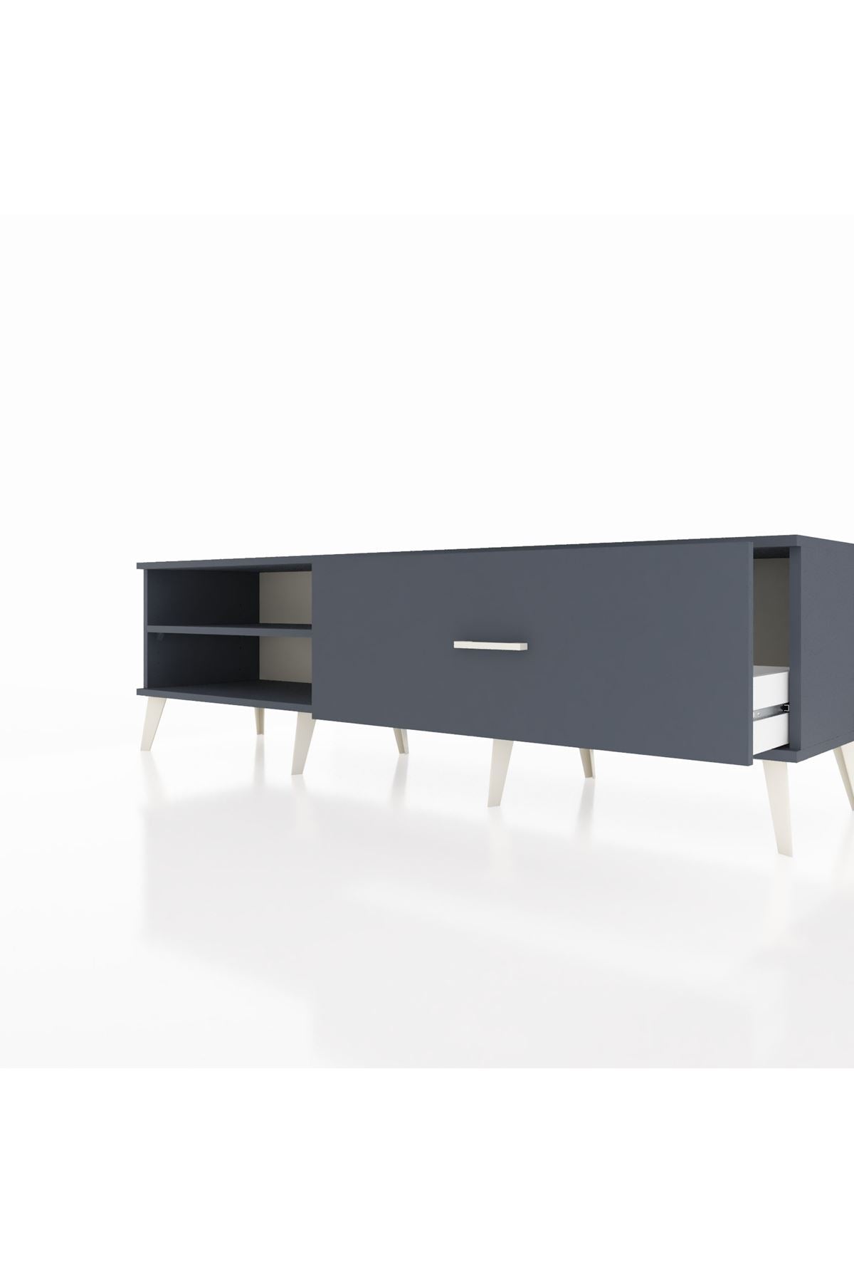 Hyperion TV Ünitesi Tek Raflı Tek Çekmeceli  176x44x51 Antrasit-Antrasit/Antrasit