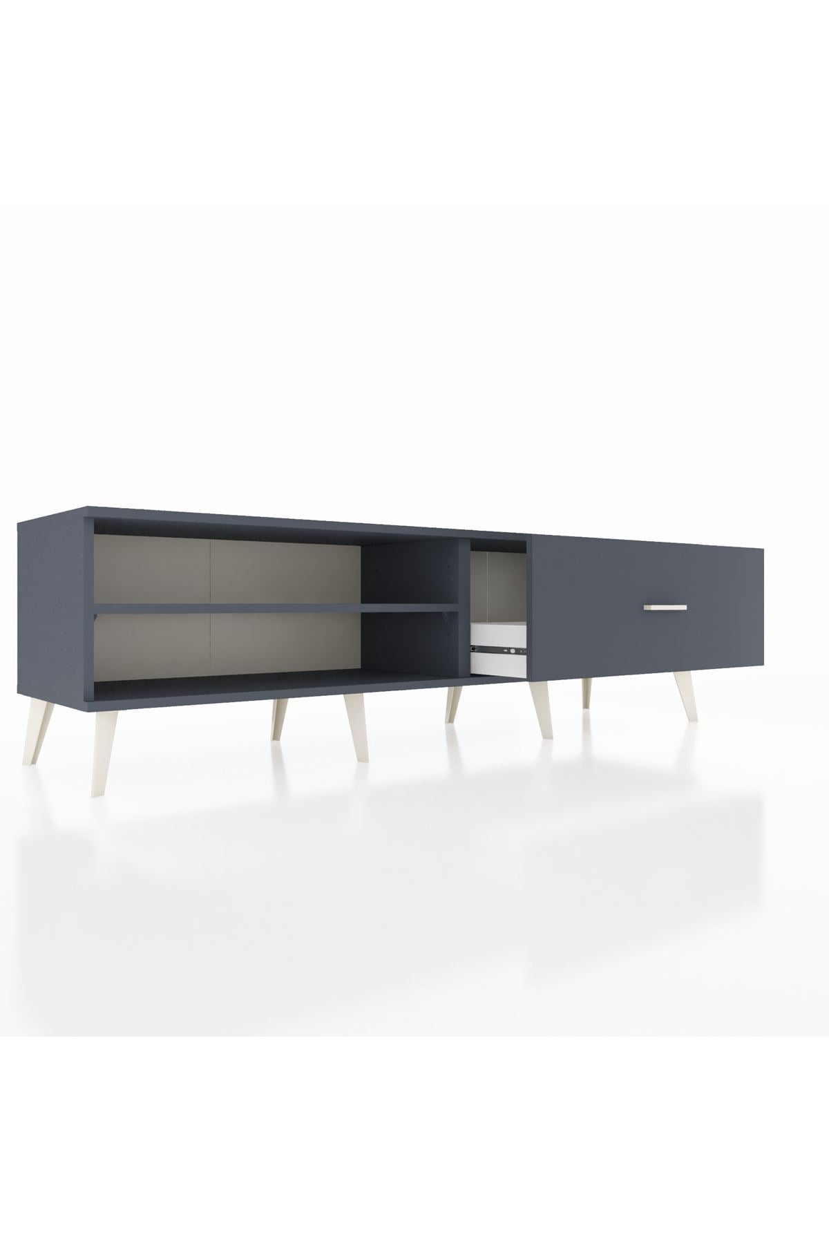 Hyperion TV Ünitesi Tek Raflı Tek Çekmeceli  176x44x51 Antrasit-Antrasit/Antrasit