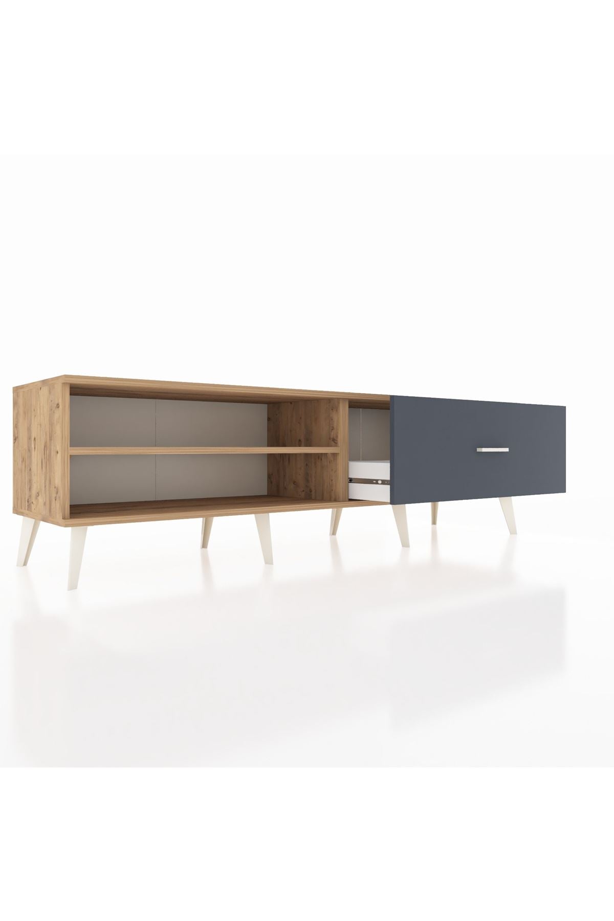 Hyperion TV Ünitesi Tek Raflı Tek Çekmeceli  176x44x51 Çam-Çam/Antrasit