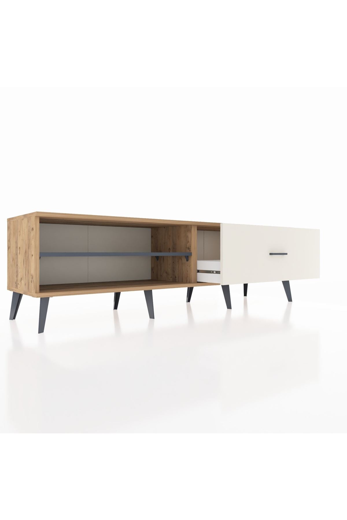 Hyperion TV Ünitesi Tek Raflı Tek Çekmeceli  176x44x51 Çam-Antrasit/Aytaşı