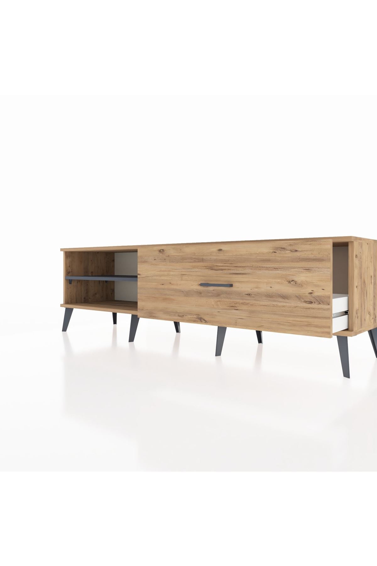 Hyperion TV Ünitesi Tek Raflı Tek Çekmeceli  176x44x51 Çam-Antrasit/Çam