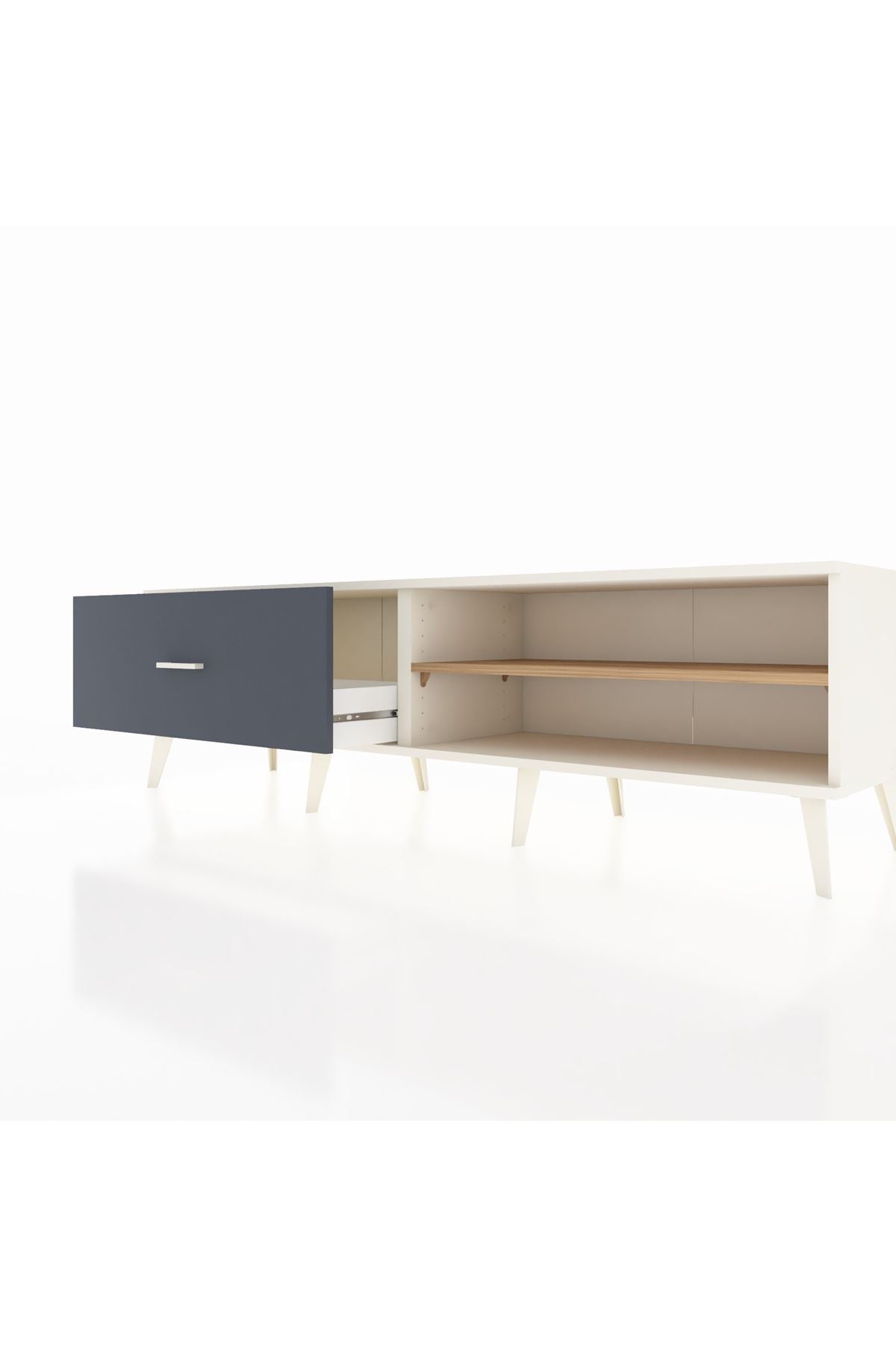 Hyperion TV Ünitesi Tek Raflı Tek Çekmeceli  176x44x51 Aytaşı-Çam/Antrasit