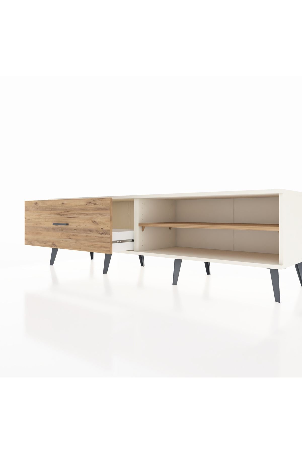 Hyperion TV Ünitesi Tek Raflı Tek Çekmeceli  176x44x51 Aytaşı-Çam/Çam