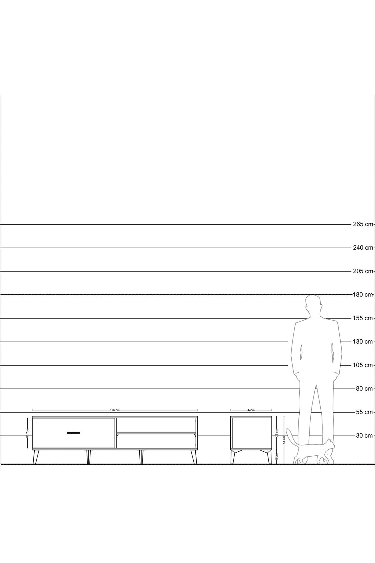 Hyperion TV Ünitesi Tek Raflı Tek Çekmeceli  176x44x51 Aytaşı-Aytaşı/Aytaşı