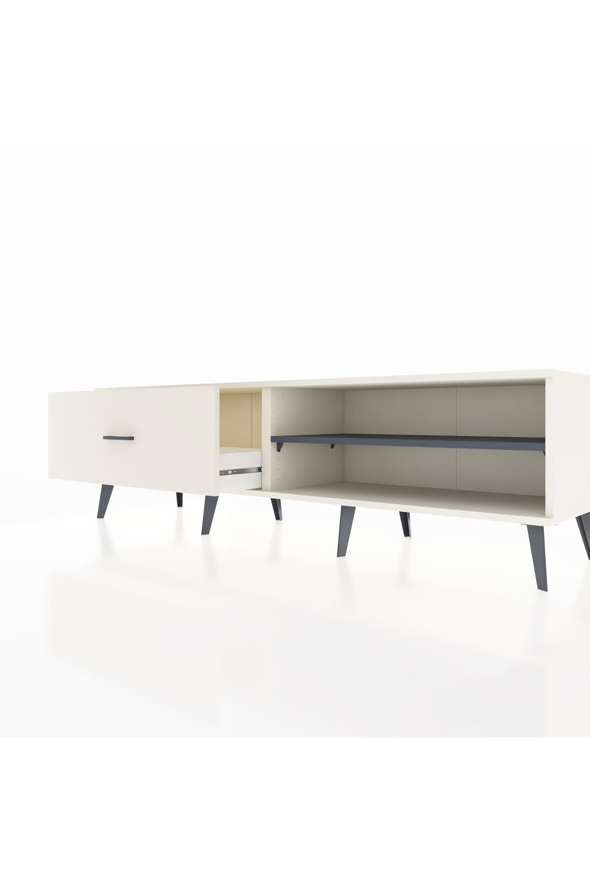 Hyperion TV Ünitesi Tek Raflı Tek Çekmeceli  176x44x51 Aytaşı-Antrasit/Aytaşı