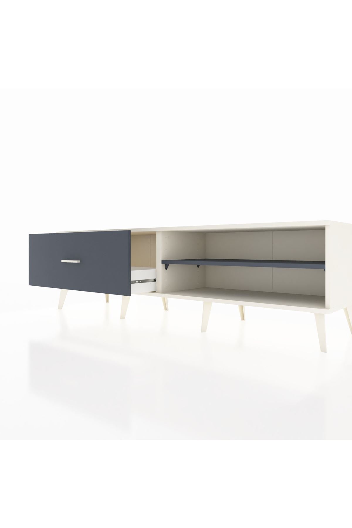 Hyperion TV Ünitesi Tek Raflı Tek Çekmeceli  176x44x51 Aytaşı-Antrasit/Antrasit