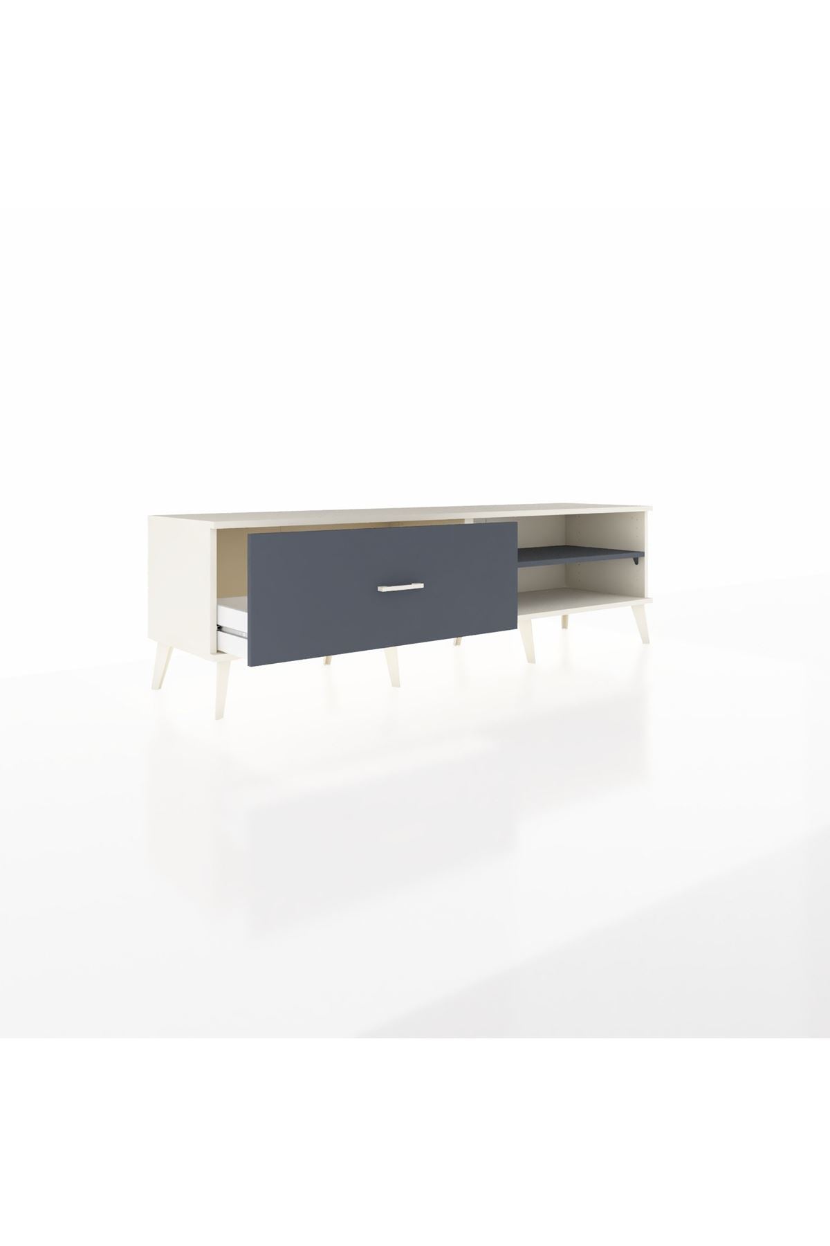 Hyperion TV Ünitesi Tek Raflı Tek Çekmeceli  176x44x51 Aytaşı-Antrasit/Antrasit