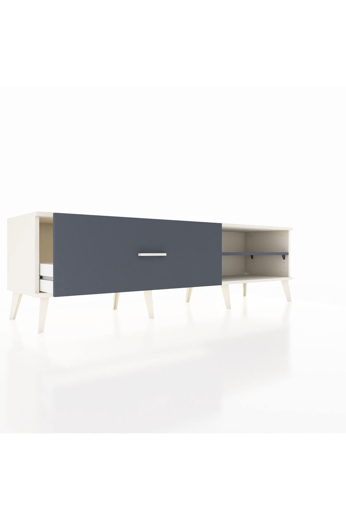 Hyperion TV Ünitesi Tek Raflı Tek Çekmeceli  176x44x51 Aytaşı-Antrasit/Antrasit