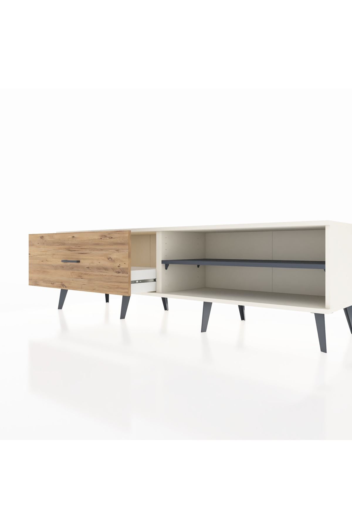 Hyperion TV Ünitesi Tek Raflı Tek Çekmeceli  176x44x51 Aytaşı-Antrasit/Çam