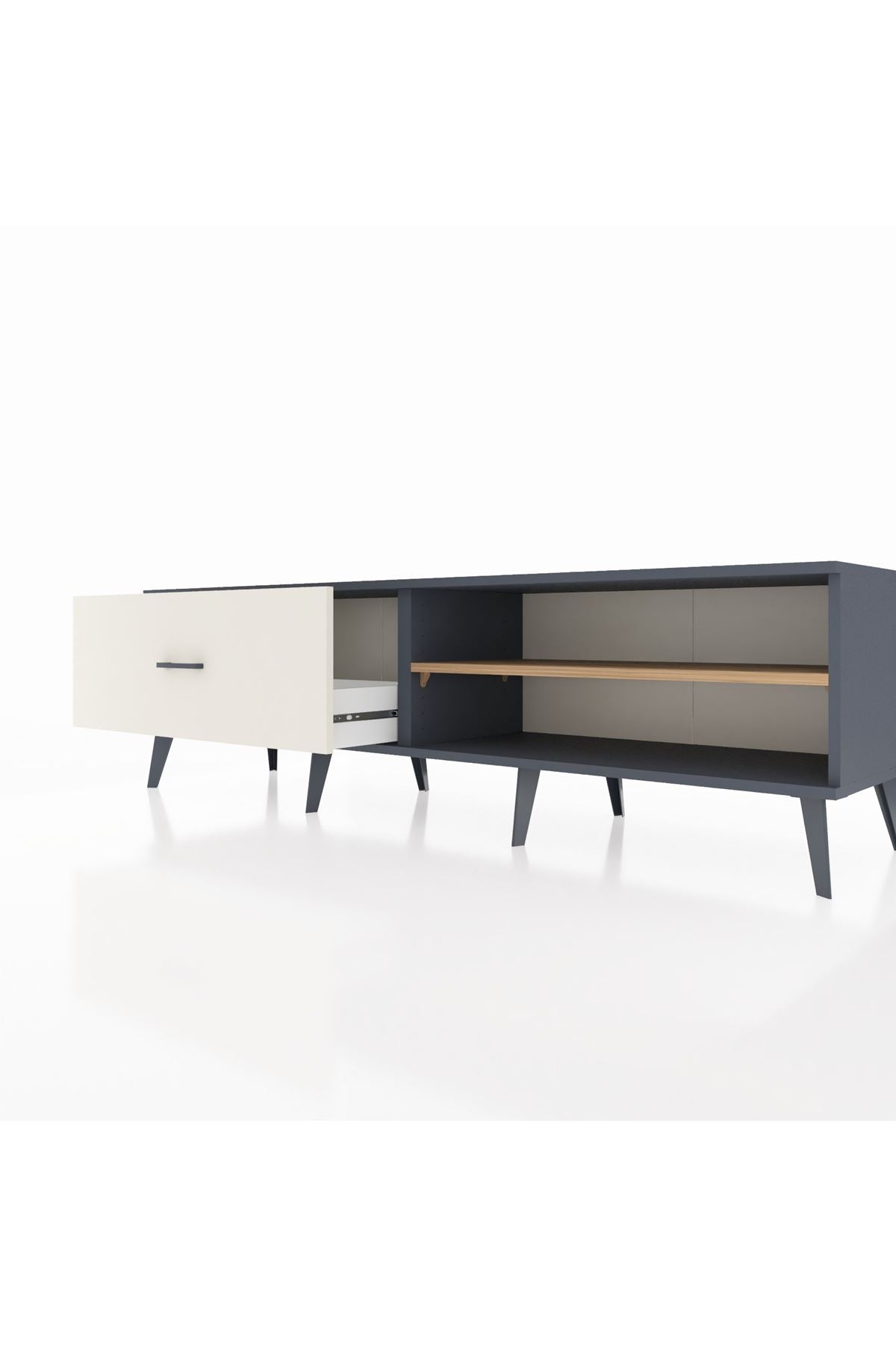 Hyperion TV Ünitesi Tek Raflı Tek Çekmeceli  176x44x51 Antrasit-Çam/Aytaşı