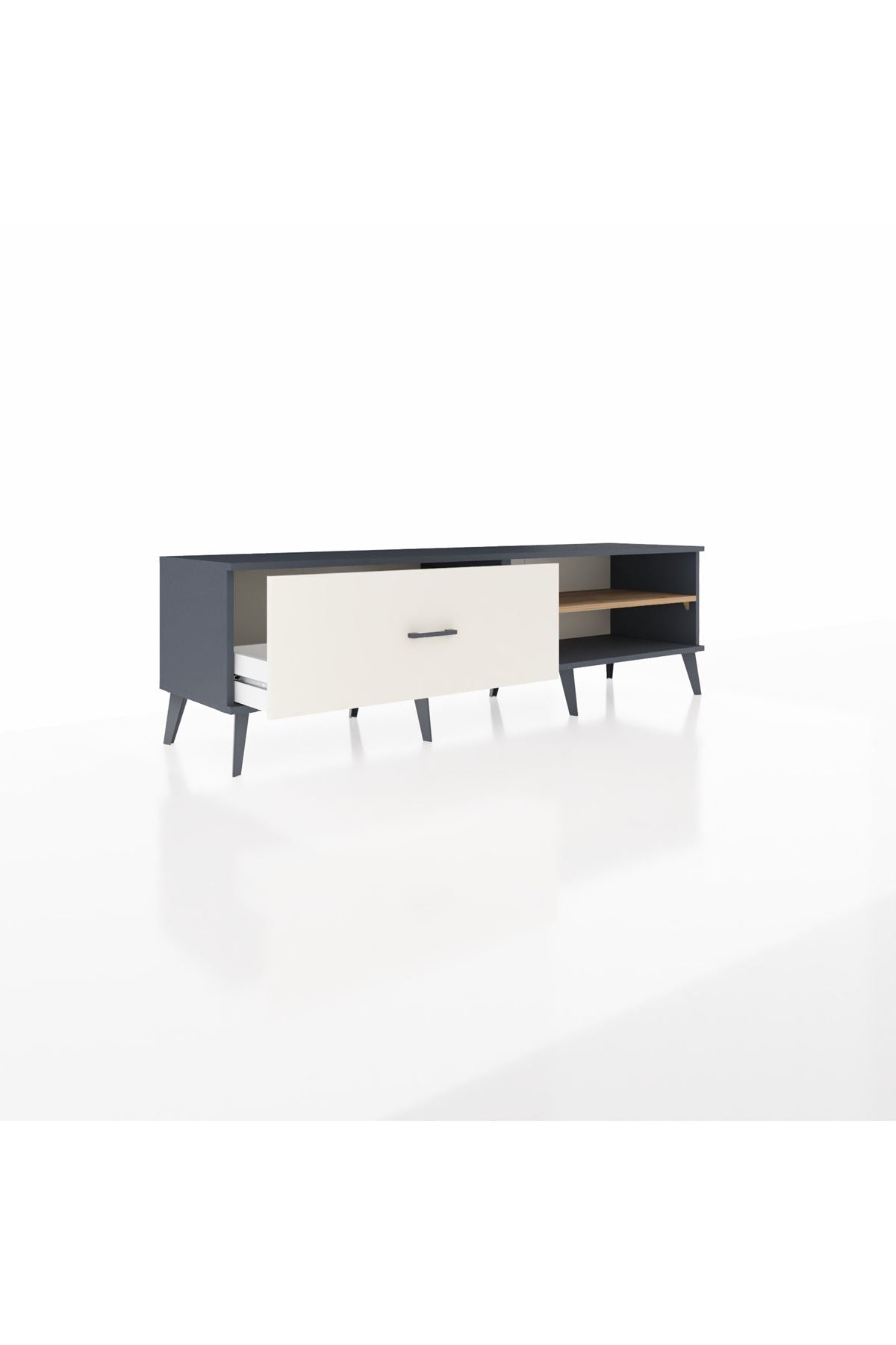 Hyperion TV Ünitesi Tek Raflı Tek Çekmeceli  176x44x51 Antrasit-Çam/Aytaşı