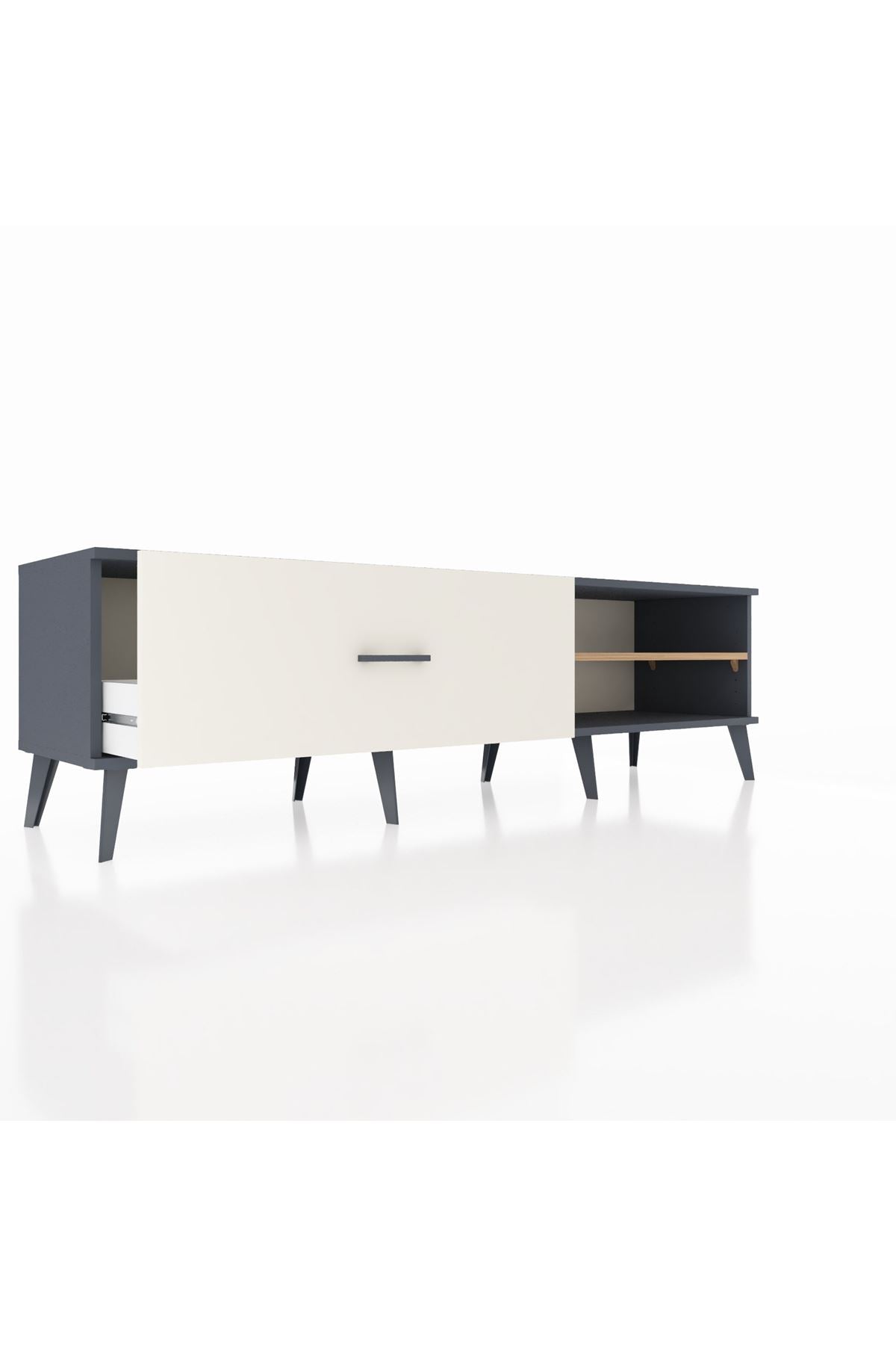 Hyperion TV Ünitesi Tek Raflı Tek Çekmeceli  176x44x51 Antrasit-Çam/Aytaşı