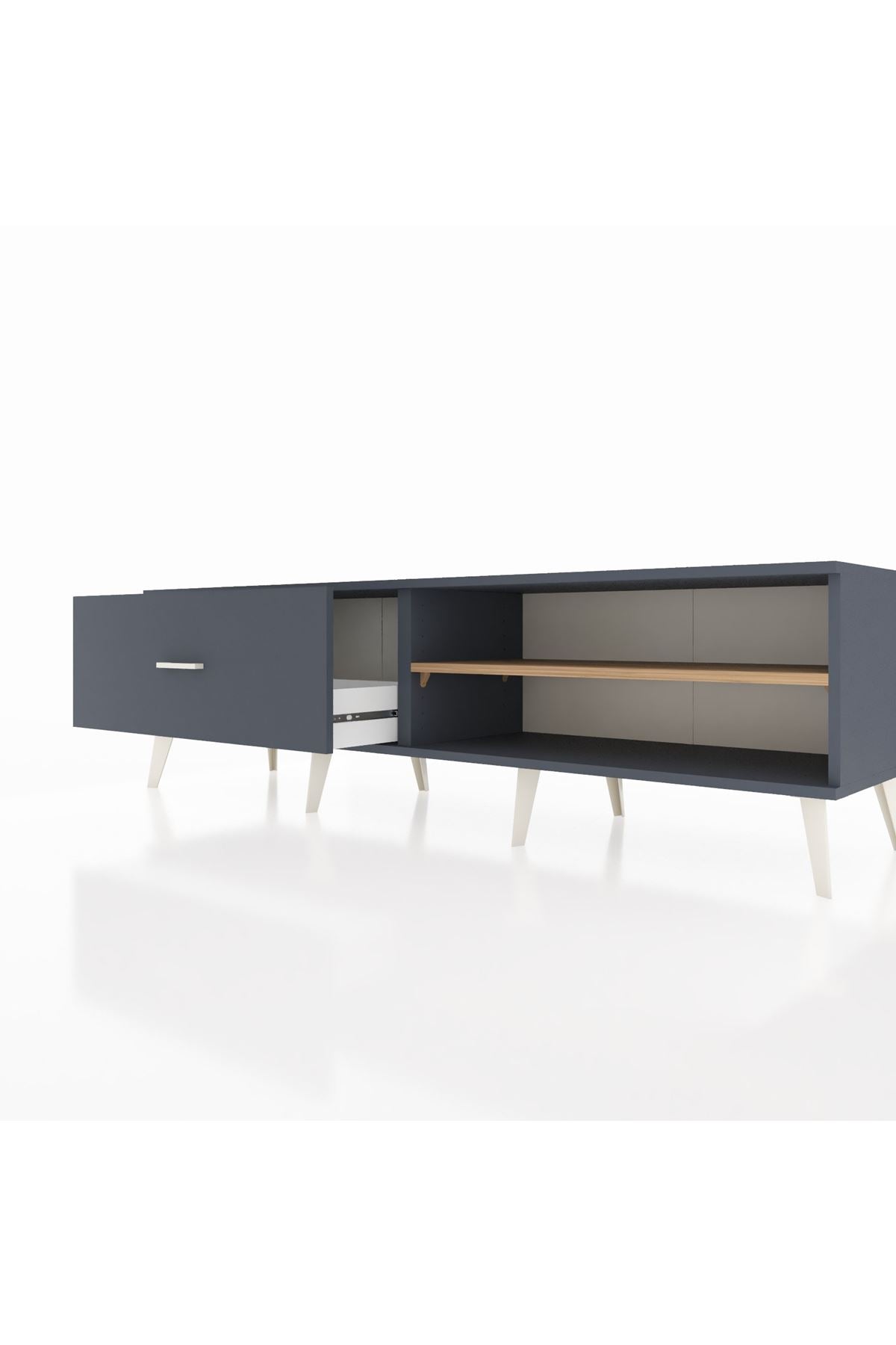 Hyperion TV Ünitesi Tek Raflı Tek Çekmeceli  176x44x51 Antrasit-Çam/Antrasit