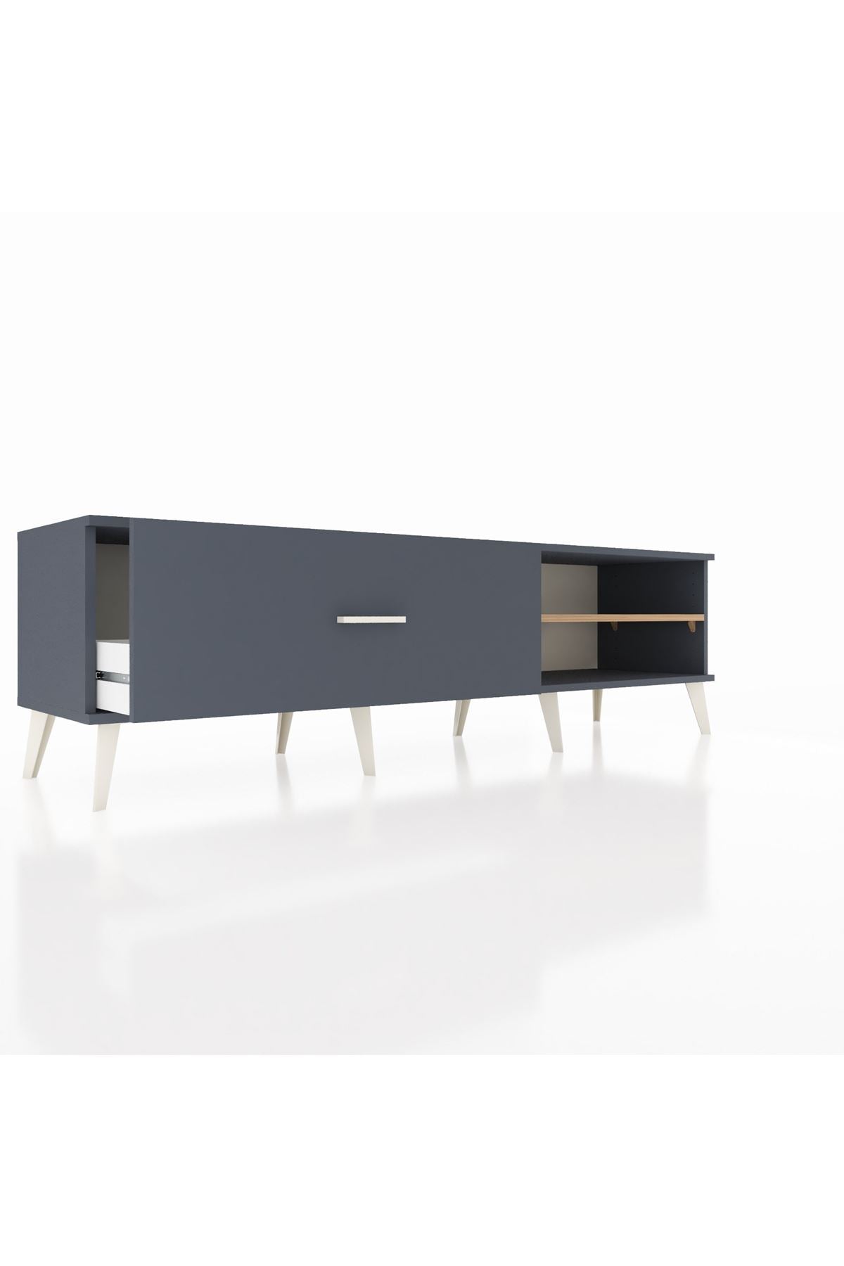 Hyperion TV Ünitesi Tek Raflı Tek Çekmeceli  176x44x51 Antrasit-Çam/Antrasit