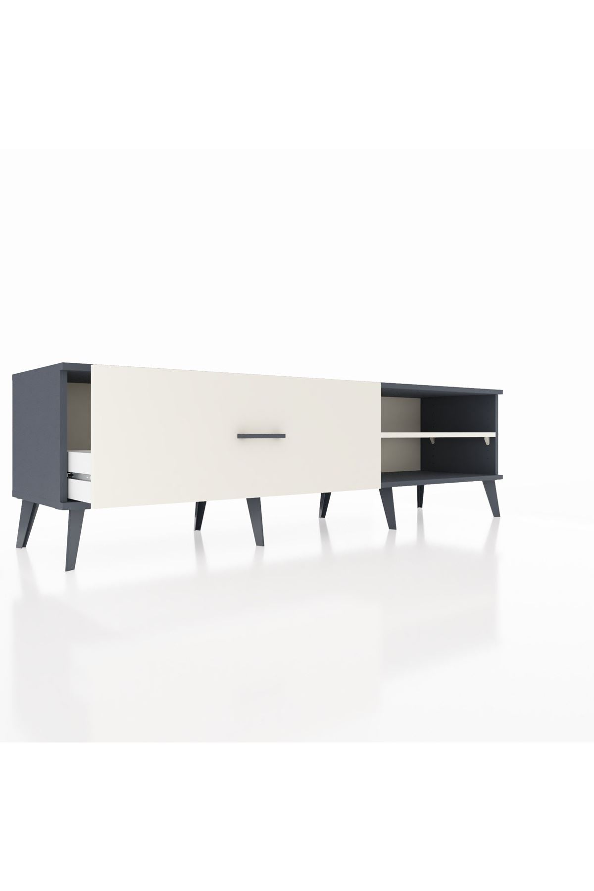 Hyperion TV Ünitesi Tek Raflı Tek Çekmeceli  176x44x51 Antrasit-Aytaşı/Aytaşı