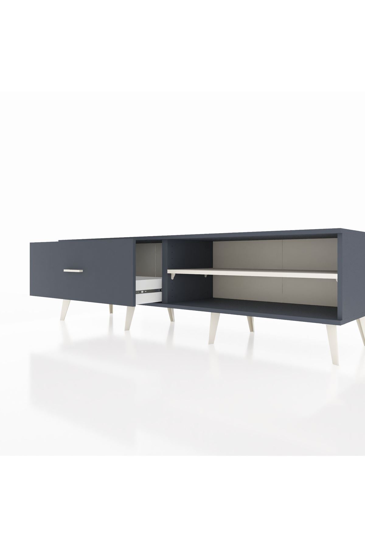 Hyperion TV Ünitesi Tek Raflı Tek Çekmeceli  176x44x51 Antrasit-Aytaşı/Antrasit