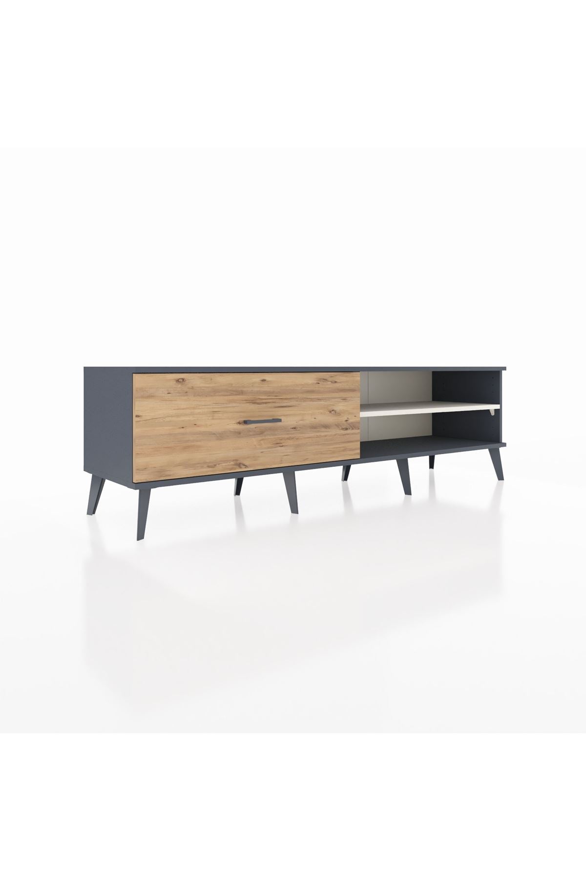 Hyperion TV Ünitesi Tek Raflı Tek Çekmeceli  176x44x51 Antrasit-Aytaşı/Çam