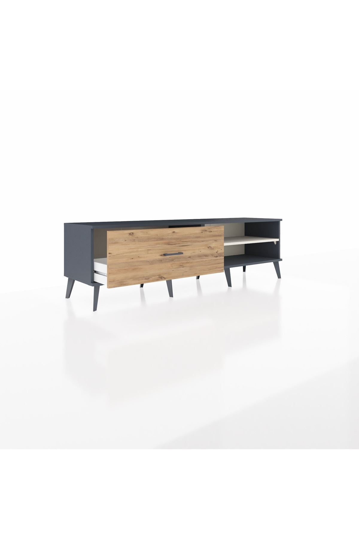 Hyperion TV Ünitesi Tek Raflı Tek Çekmeceli  176x44x51 Antrasit-Aytaşı/Çam