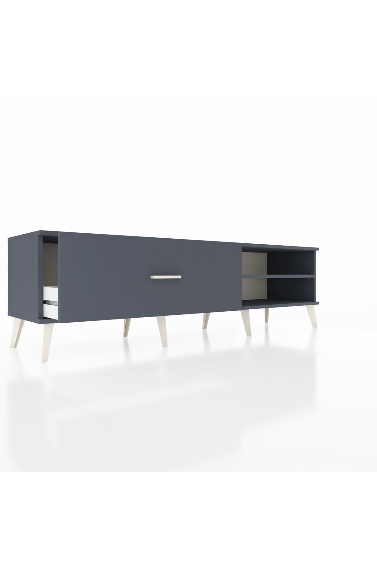 Hyperion TV Ünitesi Tek Raflı Tek Çekmeceli  176x44x51 Antrasit-Antrasit/Antrasit
