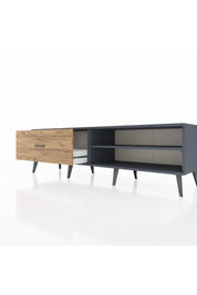 Hyperion TV Ünitesi Tek Raflı Tek Çekmeceli  176x44x51 Antrasit-Antrasit/Çam