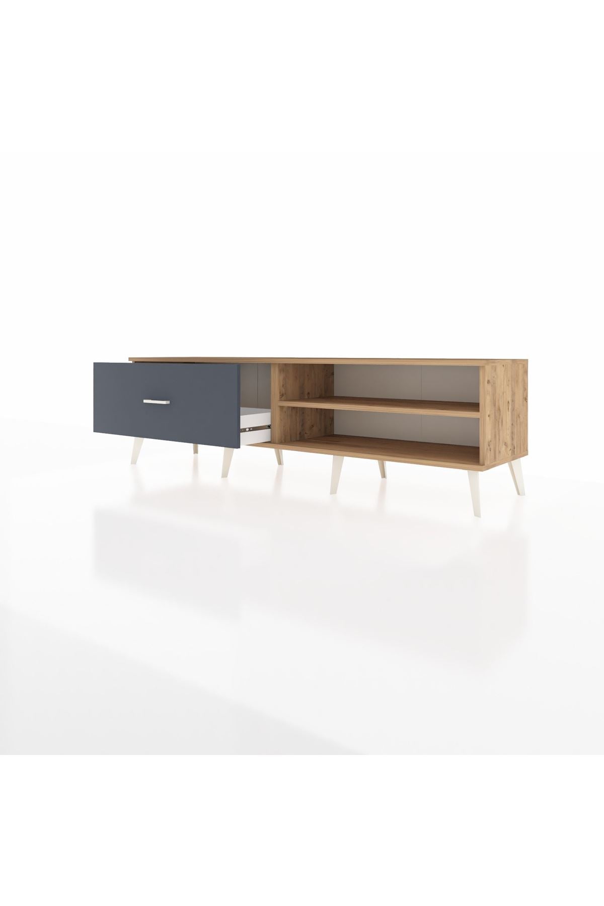 Hyperion TV Ünitesi Tek Raflı Tek Çekmeceli  176x44x51 Çam-Çam/Antrasit