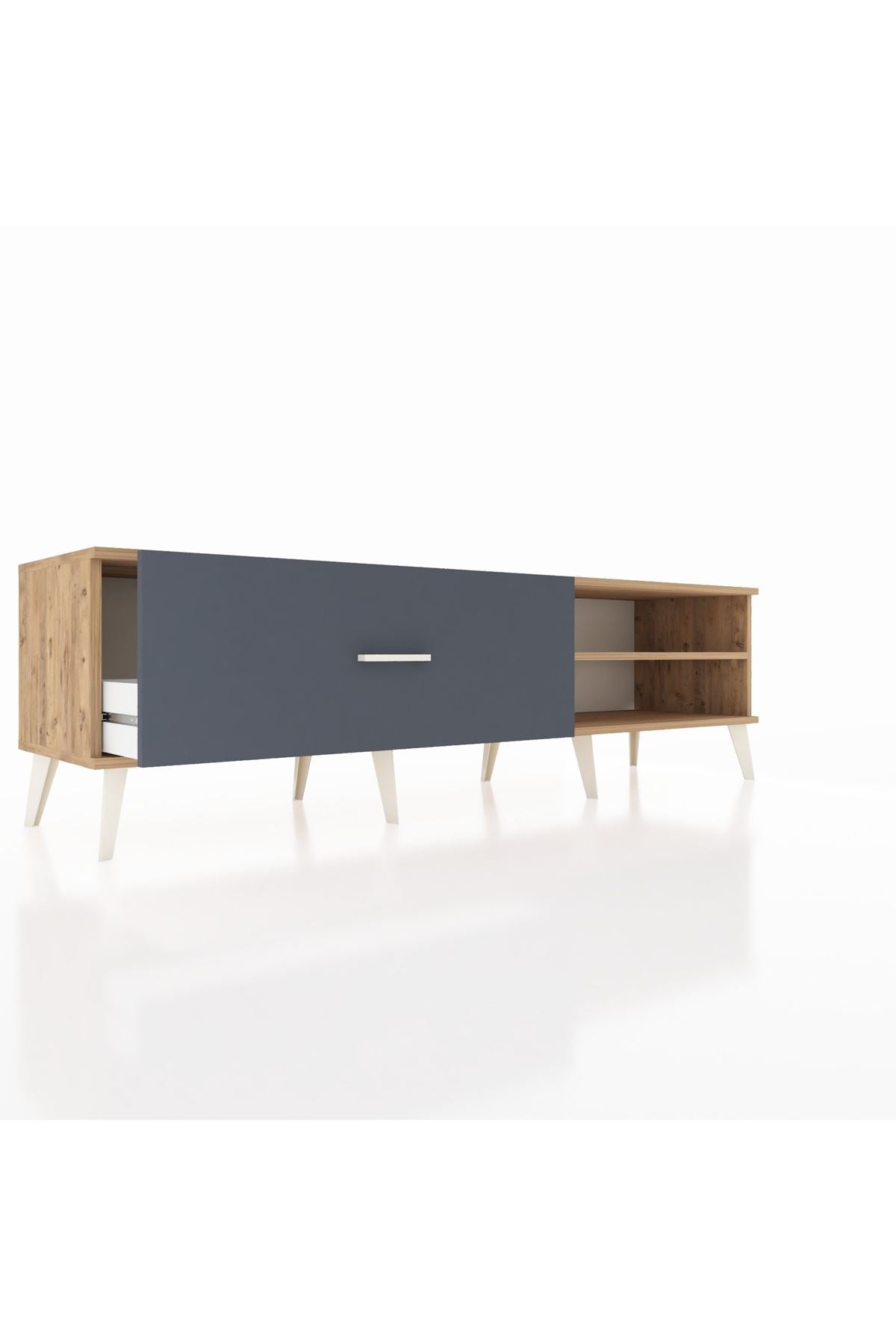 Hyperion TV Ünitesi Tek Raflı Tek Çekmeceli  176x44x51 Çam-Çam/Antrasit