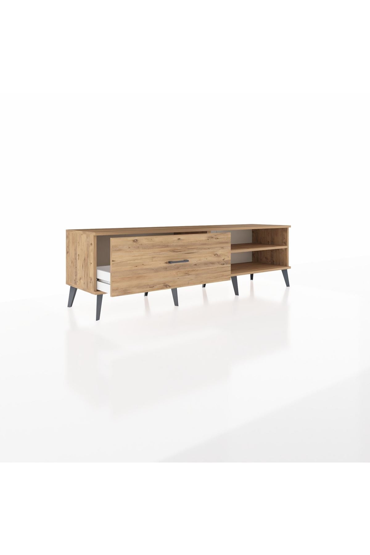 Hyperion TV Ünitesi Tek Raflı Tek Çekmeceli  176x44x51 Çam-Çam/Çam