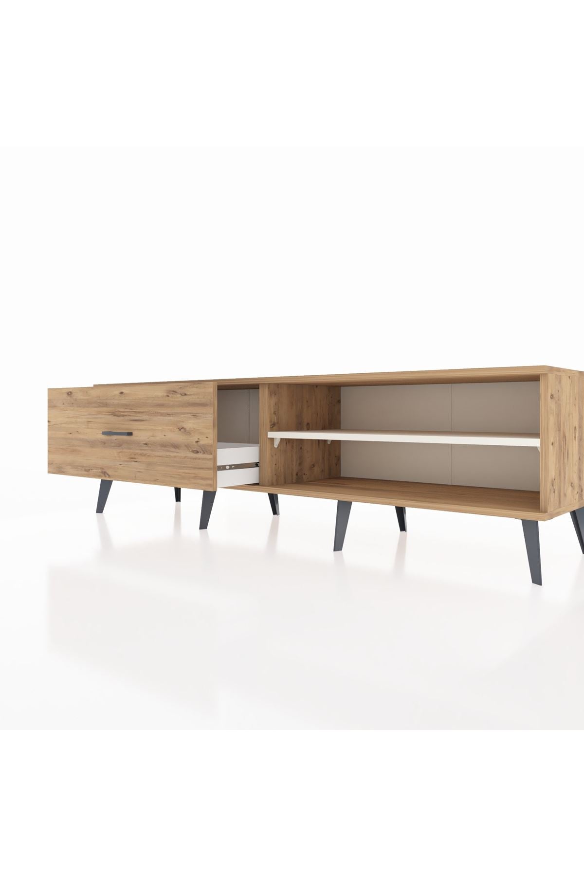 Hyperion TV Ünitesi Tek Raflı Tek Çekmeceli  176x44x51 Çam-Aytaşı/Çam