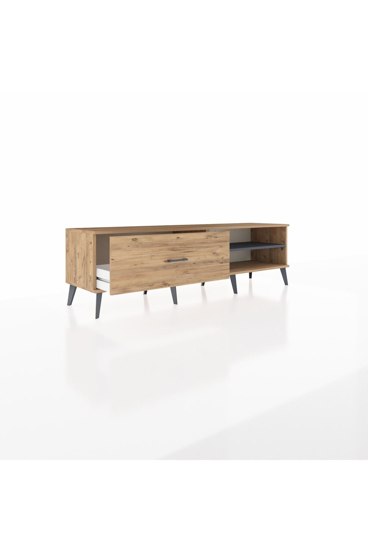 Hyperion TV Ünitesi Tek Raflı Tek Çekmeceli  176x44x51 Çam-Antrasit/Çam