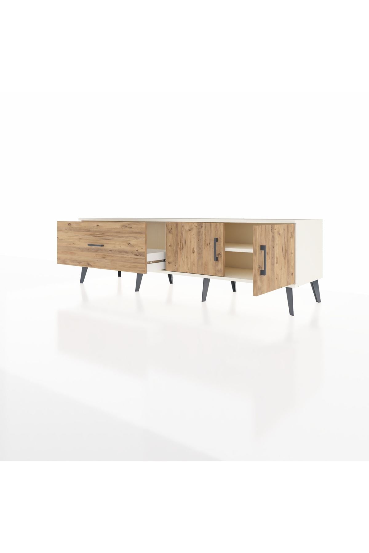 Hyperion TV Ünitesi Tek Raflı Tek Çekmeceli 2 Kapaklı 176x44x51 Aytaşı-Çam/Çam