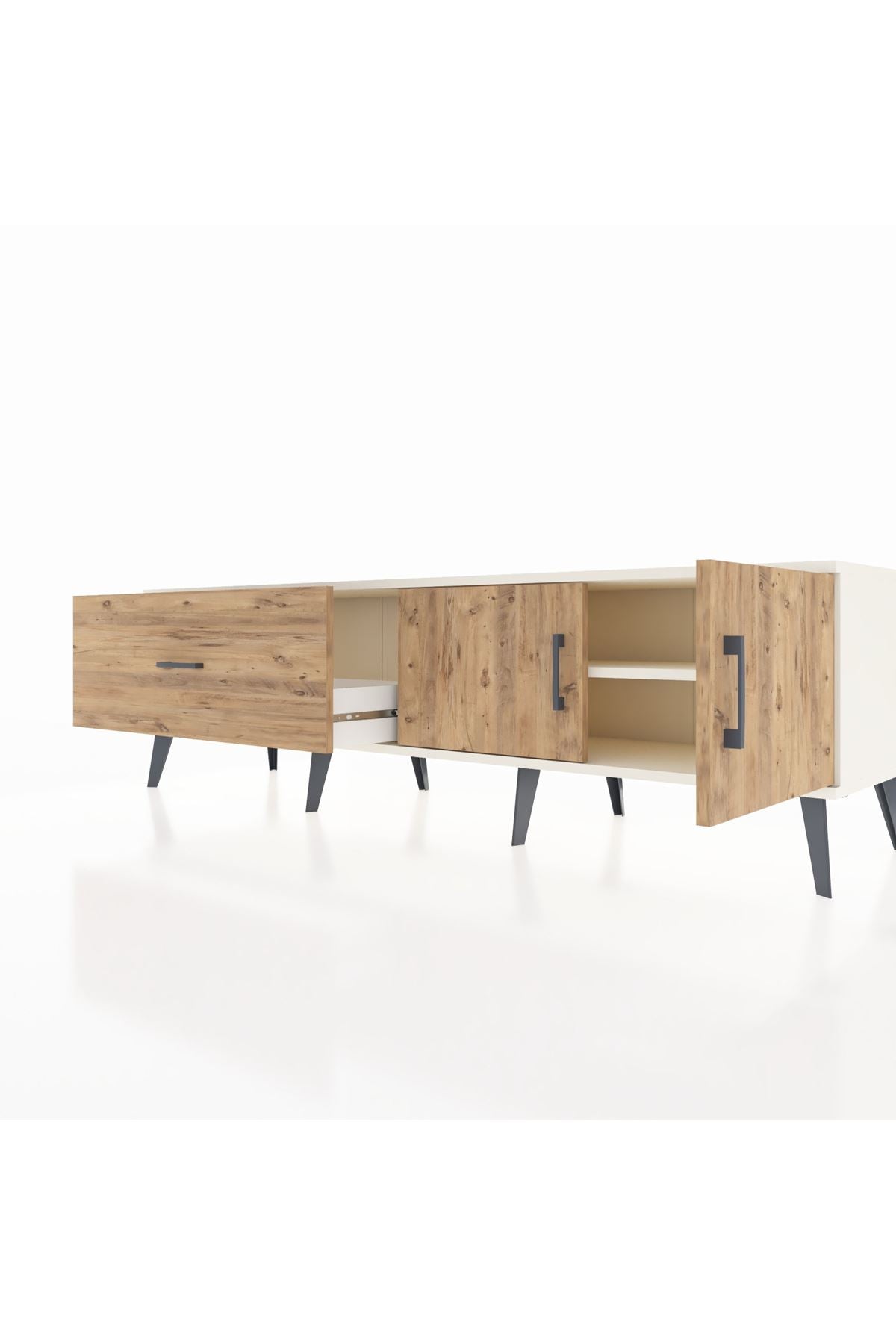 Hyperion TV Ünitesi Tek Raflı Tek Çekmeceli 2 Kapaklı 176x44x51 Aytaşı-Çam/Çam