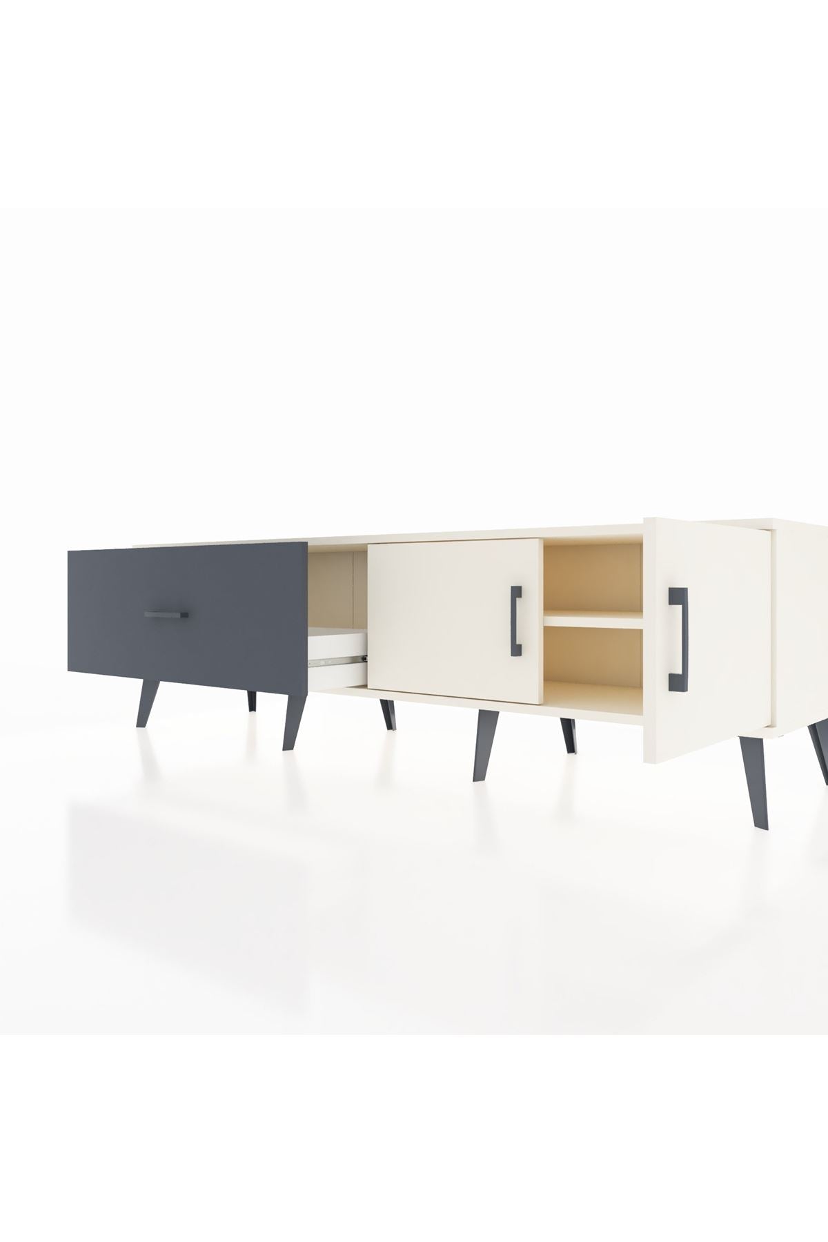 Hyperion TV Ünitesi Tek Raflı Tek Çekmeceli 2 Kapaklı 176x44x51 Aytaşı-Aytaşı/Antrasit